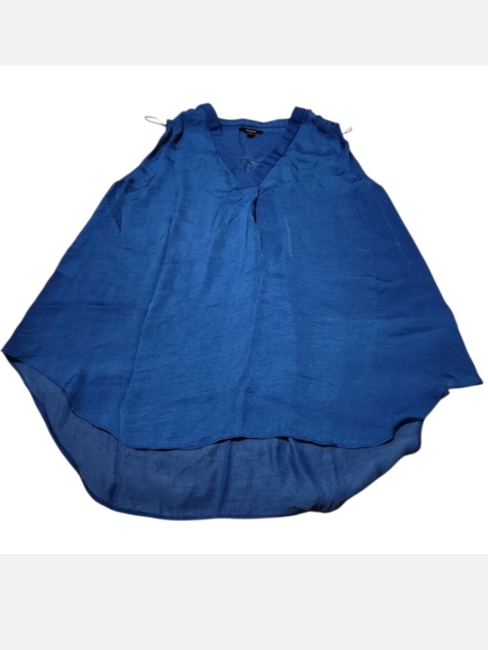 Women’s 1X Alfini Blue Essential Sleeveless V-Neck High-Low Hem Shirt